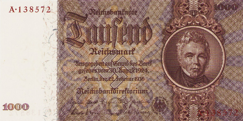 Deutsches Reich bis 1945
Deutsche Reichsbank 1924-1945 1000 Reichsmark 22.2.193...