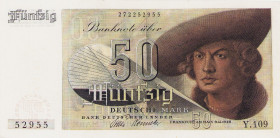 Bundesrepublik Deutschland
Bank deutscher Länder 1948-1949 50 DM 9.12.1948. Mit 3-stelliger Blockziffer 109 Ro. 254 II+