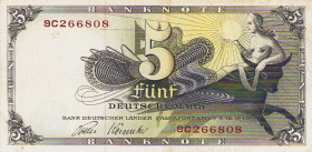 Bundesrepublik Deutschland
Bank deutscher Länder 1948-1949 5 DM 9.12.1948. Serie 9C. Dazu 5 Pfennig (2x) o.D.; 10 Pfennig (2x) o.D. (ausgegeben am 20...