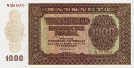 Deutsche Demokratische Republik
Ausgaben der Deutschen Notenbank und Staatsbank 1948-1990 50 Pfennig, 1, 2, 5, 10, 20, 50, 100 und 1000 DM 1948. Dazu...