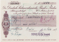 Noten deutscher Auslandsbanken Deutsch-Südamerikanische Bank in Berlin
 Scheck über 2000 RM 26.2.1937 Nr. 325362 I-II