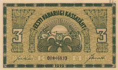 Ausland
Estland 5 Penni, 1 Mark, 3 Marka 1919. WPM 39, 43, 44 3 Stück. I-