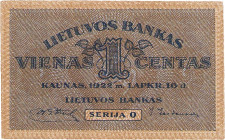Ausland
Litauen 1 Centas 16.11.1922. WPM 7 a I-