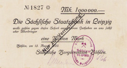 Städte und Gemeinden
Böhlen 1 Million Mark 13.8.1923. Staatliche Bergdirektion Böhlen. Keller VI 507 b Bühn 0330.4 III