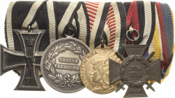 Ordensspangen
Spange mit 5 Auszeichnungen Preußen - Eisernes Kreuz 2. Klasse 1914. Kriegsverdienstmedaille. Deutsches Reich-Kolonien - Südwestafrika-...