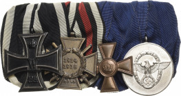 Ordensspangen
Spange mit 4 Auszeichnungen Preußen - Eisernes Kreuz 1914, 2. Klasse. Deutsches Reich - Ehrenkreuz für Frontkämpfer 1914-1918. Preußen ...