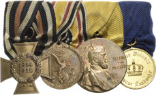 Ordensspangen
Spange mit 4 Auszeichnungen Deutsches Reich - Ehrenkreuz für Kriegsteilnahme 1914-1918. China-Denkmünze für Kämpfer 1901. Preußen - Zen...