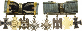 Miniaturen, Miniaturketten und Miniaturspangen
Miniaturspange mit 4 Auszeichnungen Preußen- Eisernes Kreuz 2. Klasse 1914. Deutsches Reich - Ehrenkre...