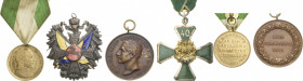 Lots
Lot-4 Stück Ehrenkreuz o.J. (1920-1934) - 40 Jahre des Sächsischen-Militär-Vereins-Bundes (S.M.V.B.), bronzene Gedenkmedaille (1906) - Artilleri...