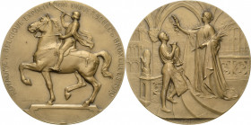 Ausstellungen
 Bronzemedaille 1910 (G. Devreese) Erinnerungsmedaille an die Weltausstellung in Brüssel. Reiter mit Fanfare nach links / Frauengestalt...