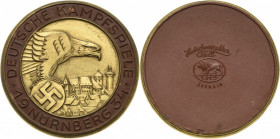 Drittes Reich
 Braune Porzellanmedaille 1934 (Hutschenreuther, Selb) Preismedaille der Stadt Nürnberg bei den Deutschen Kampfspielen. Adler mit Schei...