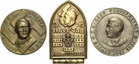 Drittes Reich
 Versilbertes Bronzeabzeichen 1934. N.S.-Hago Gauaufmarsch in Bremen im Juni 1934. Brustbild Hitlers halblinks. 38,1 mm, 18,39 g. Mit N...