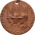 Drittes Reich
 Einseitiges Keramikabzeichen 1937. Kreistag-NSDAP-Bonn. 3 Soldaten mit Fahnen nach links. 52 mm, 14,91 g Tieste 37-03 Gelocht, vorzügl...