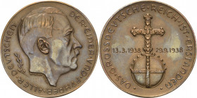 Drittes Reich
 Bronzemedaille 1938 (Hanisch-Concée) Auf das Großdeutsche Reich und den Anschluss von Österreich. Kopf von Adolf Hitler nach rechts / ...