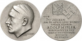 Drittes Reich
 Silbermedaille 1939 (Krischker) 50. Geburtstag von Adolf Hitler - gestiftet von der Stadt Braunau. Kopf nach links / Wappen von Brauna...