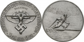Drittes Reich
 Weißmetallmedaille 1940. Skiwettkämpfe des NS-Fliegerkorps in Zell am See. NSFK-Embelm / Skifahrer auf Piste nach rechts, dahinter Nad...