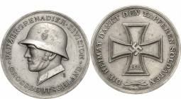 Drittes Reich
 Versilberte Bronzemedaille o.J. (1943/1945) (R. Klein/Deschler) Dank an die Soldaten - Panzergrenadier-Division "Großdeutschland". Kop...