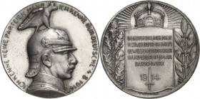 Erster Weltkrieg
 Silbermedaille 1914 (A. Galambos/Grünthal) Ausbruch des Ersten Weltkrieges. Brustbild des Kaisers Wilhelm II. mit Adlerhelm nach re...