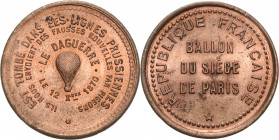 Slg. Joos - Medaillen, Plaketten, Abzeichen der Luftfahrt 1783-1945
 Kupferjeton 1870. Ballon du Siège de Paris - Le Deguerre. Freiballon, Umschrift ...