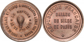 Slg. Joos - Medaillen, Plaketten, Abzeichen der Luftfahrt 1783-1945
 Kupferjeton 1870. Ballon du Siège de Paris - Le Neptune. Freiballon, Umschrift /...