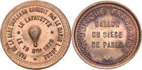 Slg. Joos - Medaillen, Plaketten, Abzeichen der Luftfahrt 1783-1945
 Kupferjeton 1870. Ballon du Siège de Paris - Le Lafayette. Freiballon, Umschrift...