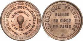 Slg. Joos - Medaillen, Plaketten, Abzeichen der Luftfahrt 1783-1945
 Kupferjeton 1870. Ballon du Siège de Paris - Le Garibaldi. Freiballon, Umschrift...