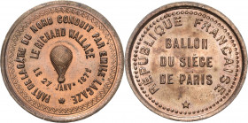 Slg. Joos - Medaillen, Plaketten, Abzeichen der Luftfahrt 1783-1945
 Kupferjeton 1871. Ballon du Siège de Paris - Richard Wallace. Freiballon, Umschr...