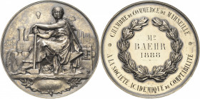Slg. Joos - Medaillen, Plaketten, Abzeichen der Luftfahrt 1783-1945
 Silbermedaille o.J. (graviert 1888) (unsigniert, F. Vernon) Chambre de Commerce ...
