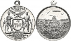 Slg. Joos - Medaillen, Plaketten, Abzeichen der Luftfahrt 1783-1945
 Aluminiummedaille 1914 (J. & F.) Weltkrieg 1914 - In Treue fest. Auf Kanonen ste...