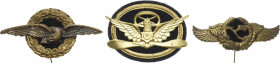 Slg. Joos - Medaillen, Plaketten, Abzeichen der Luftfahrt 1783-1945
 Vergoldetes Blechabzeichen auf Stoff o.J. Motorflugabzeichen. Geflügelter Motor ...