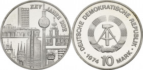Gedenkmünzen
 10 Mark 1974. Städtemotiv Jaeger 1552 Sehr selten. Leicht berieben, Polierte Platte