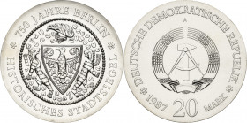 Gedenkmünzen
 20 Mark 1987. Stadtsiegel Jaeger 1617 Stempelglanz