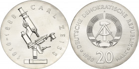 Gedenkmünzen
 20 Mark 1988. Zeiss Jaeger 1621 Stempelglanz