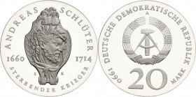 Gedenkmünzen
 20 Mark 1990. Schlüter. Lose in Kapsel Jaeger 1634 Min. Kratzer, Polierte Platte