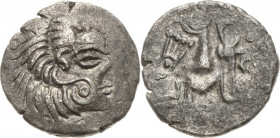 Gallien Curiosolites
 Stater 1. Jhd. v. Chr Imitationstyp Philipp II. von Makedonien. Lockenkopf nach rechts / Stilisiertes Pferd L.T. 2333 DT 6703 5...