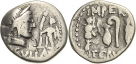 Römische Republik
L. Sulla 84/83 v. Chr Denar Venuskopf mit Diadem nach rechts, davor Cupido mit Palmzweig, L SVLLA / Kanne und Lituus zwischen 2 Tro...