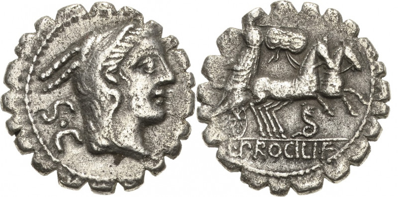 Römische Republik
L. Procilius 80 v. Chr Denar (Serratus) Kopf des Juno Sospita...