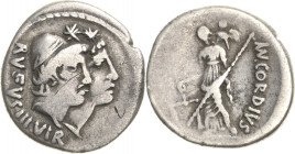 Römische Republik
Mn. Cordius Rufus 46 v. Chr Denar Dioskurenköpfe gestaffelt nach rechts, darüber jeweils Stern, RVFVS III VIR / Venus mit langem Ze...