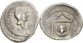 Römische Republik
Marcus Antonius 32/31 v. Chr Denar vor 30 v. Chr. Militärmünzstätte in Italia Kopf nach rechts, M ANTONI IMP / Brustbild des Sol mi...