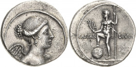 Kaiserzeit
Augustus 27 v. Chr.-14 n. Chr Denar 31/30 v. Chr., italische Münzstätte Brustbild der Victoria nach rechts / Augustus steht als Neptun mit...