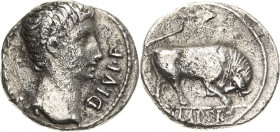 Kaiserzeit
Augustus 27 v. Chr.-14 n. Chr Denar 15/13 v. Chr., Lugdunum Kopf nach rechts, AVGVSTVS DIVI F / Stier, IMP X RIC 167 a C. 137 Kampmann 2.5...