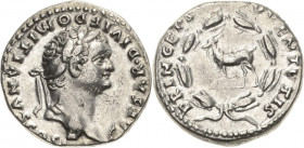 Kaiserzeit
Domitian als Caesar 69-81 Denar 80, Rom Kopf mit Lorbeerkranz nach rechts, CAESAR DIVI F DOMITIANVS COS VII / Ziege im Lorbeerkranz nach l...