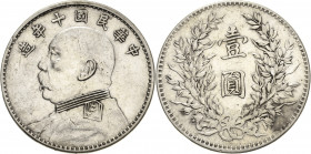China
Republik 1912-1949 Dollar 1921(= Jahr 10). Yuan Shi Kai L/M 79 KM Y 329.5 Davenport 225 Sehr schön+