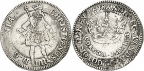 Dänemark
Christian IV. 1588-1648 2 Kroner 1618, Helsingor Hede 105 B Davenport 3516 Überprägung, sehr schön