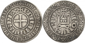 Frankreich
Philippe IV. 1285-1314 Gros tournois o.J. Kreuz in zwei Umschriftenkreisen, PhILIPPVS.REX / Stilisierte Kirche, TVRONVS CIVIS Duplessy 214...