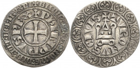 Frankreich
Philippe IV. 1285-1314 Gros tournois o.J. Kreuz in zwei Umschriftenkreisen, PhILIPPVS.REX / Stilisierte Kirche, TVRONVS CIVIS Duplessy 214...