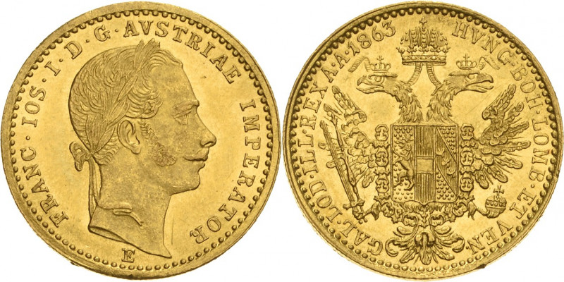 Kaiserreich Österreich
Franz Joseph I. 1848-1916 Dukat 1863, E-Karlsburg Jaeger...