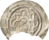 Merseburg, Bistum
Eberhard von Seeburg 1170-1201 Brakteat. Hüftbild des Bischofs mit Krummstab und Palmzweig von vorn im Dreipaß, darüber ein größere...