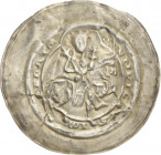 Mühlhausen, Reichsmünzstätte
Heinrich VI. 1190-1197 Brakteat. Kaiser nach rechts in dreipassförmiger Einfassung reitend, Reichsapfel mit Doppelkreuz ...