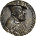 Augsburg-Stadt
 Einseitige Bronzegussmedaille 1520 (spätere Anfertigung), (Hans Kels) Auf den Goldschmied Laux Kreler. Brustbild mit Barett nach rech...